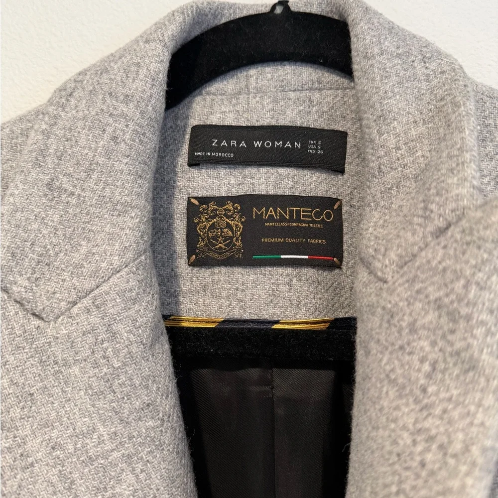 Zara Light Gray Wool Blend Coat - Picture 2 of 3